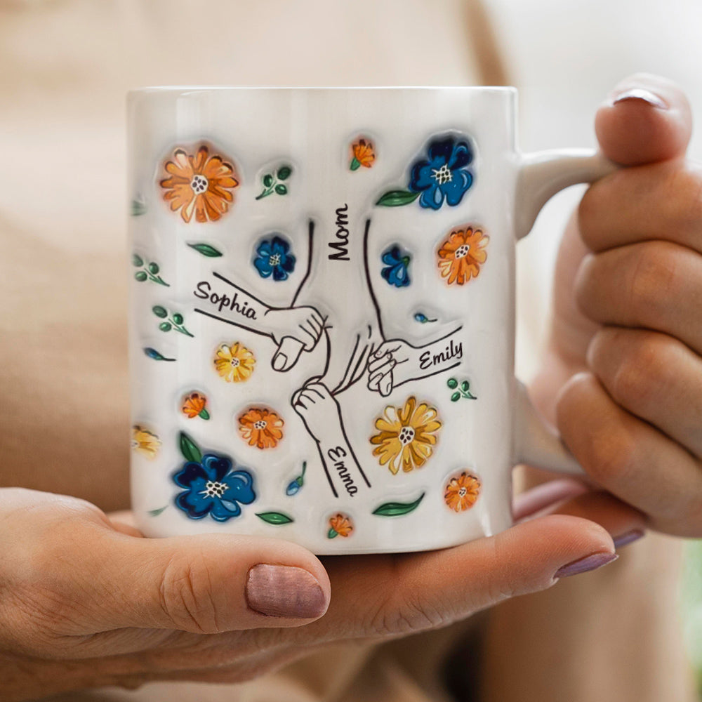 Personalised 3D Inflated Effect Printed Mug Birthday Gifts Hold My Hand Hold My Heart Family Gifts for Mom Grandma