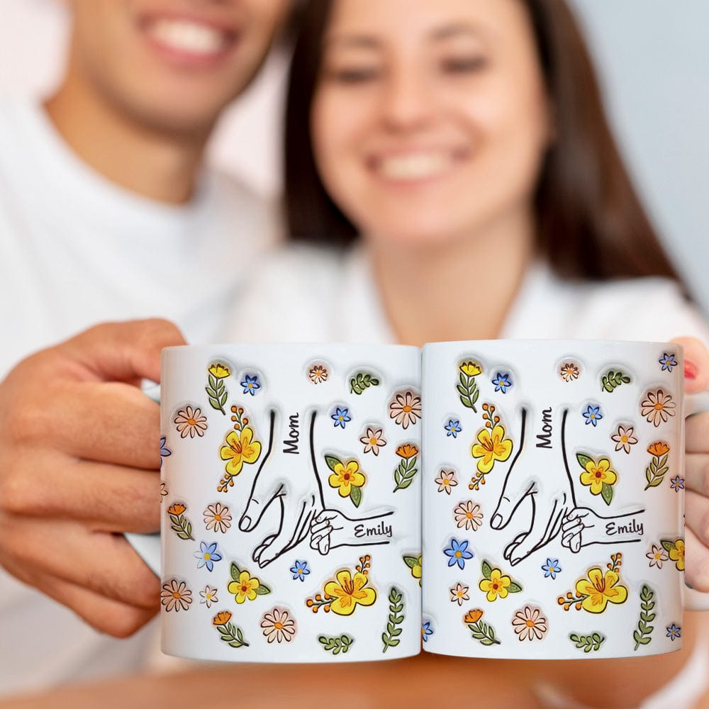 Personalized 3D Inflated Effect Printed Mug You Hold Our Hands Also Our Hearts Gift For Mom Grandma