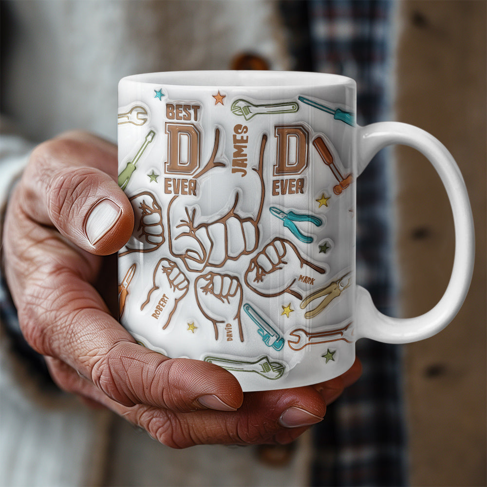 Father's Day Gifts for Dad Personalized Names Custom 1-6 Kids 3D Inflated Effect Printed Mug