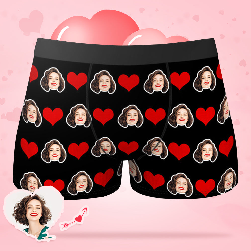 Custom Face Boxer Personalized Gifts for Him Heart - 5 Colors
