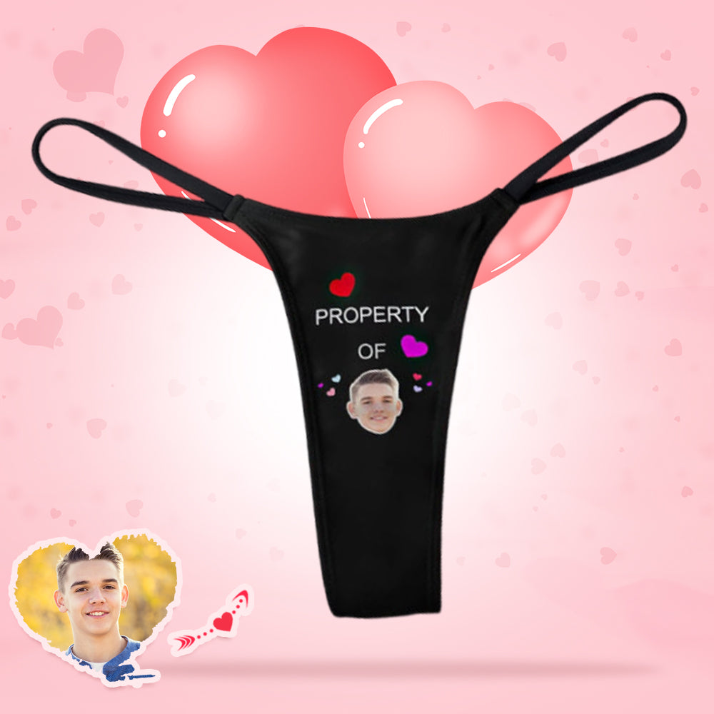 Custom Face Property of Hearts Women's Tanga Thong