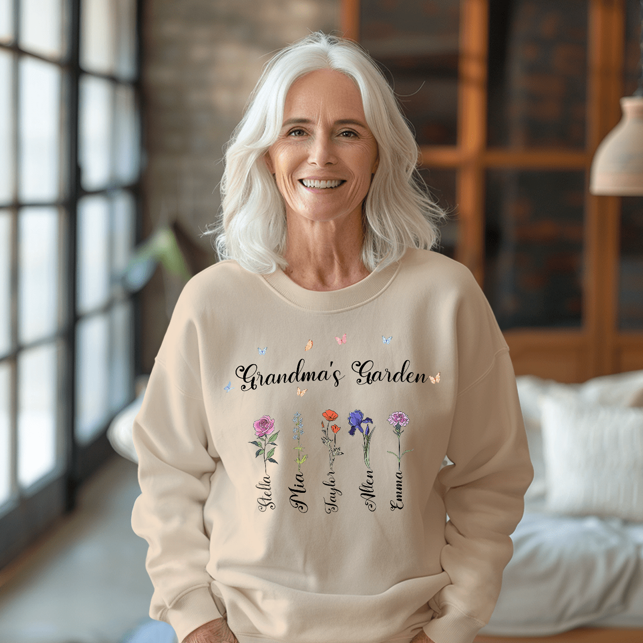 Personalized Birth Flower Sweatshirt Custom Grandma's Garden Sweatshirt Mother's Day Gift
