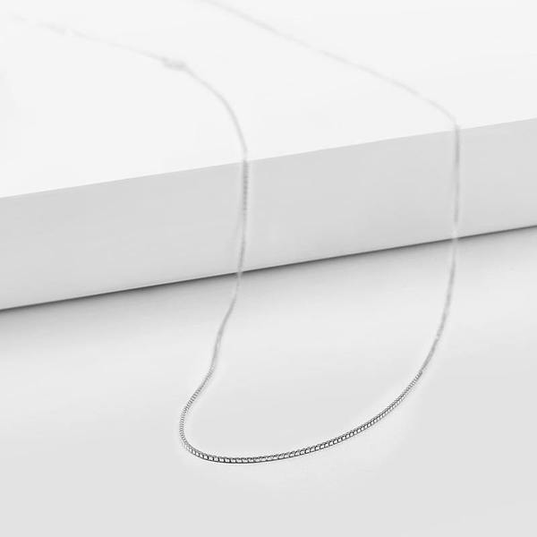 Box Chain Necklace Basic Necklace Silver Adjustable Length 17.7 Inch