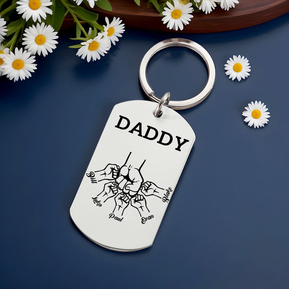 Custom Name Tag Keychain Best Dad Ever Gifts for Daddy Bump Keychain
