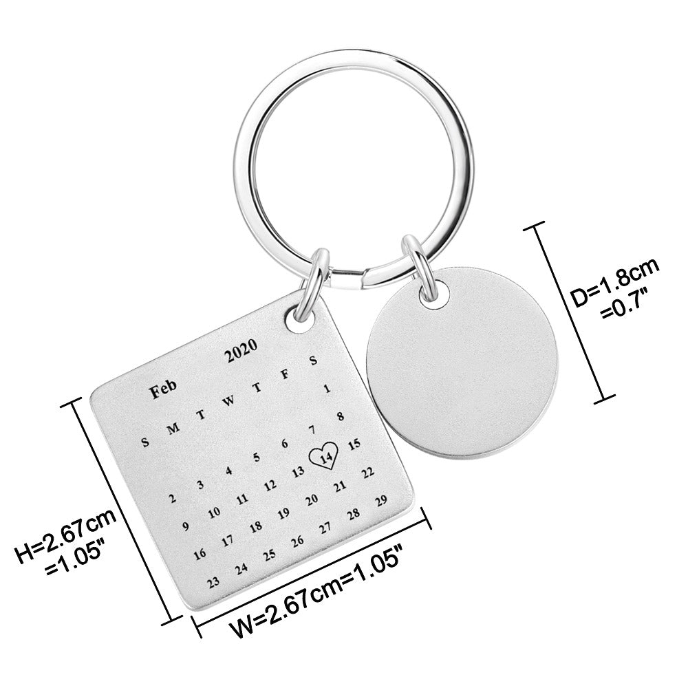 Custom Calendar Keychain Engraved Keychains With Photo Gifts For Couples