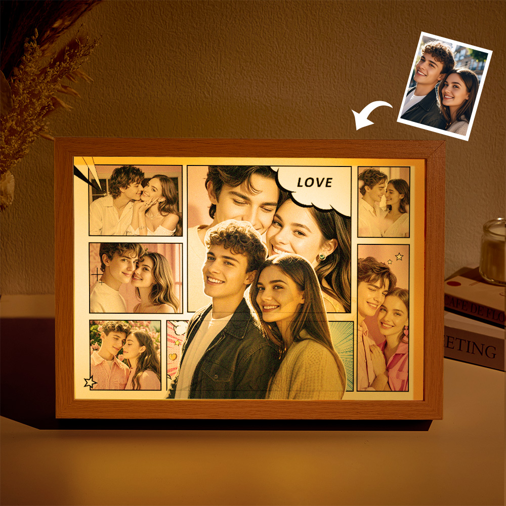 Custom Photo Light Photo Collage Love Couple Lamp Valentine's Day Gifts