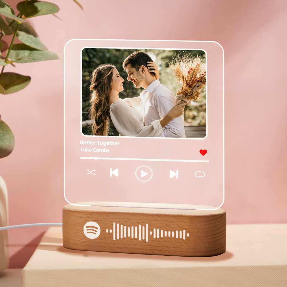 Valentine's Day Gifts Custom Song Code Plaque Night Lamp Acrylic Music Plaque Keychain