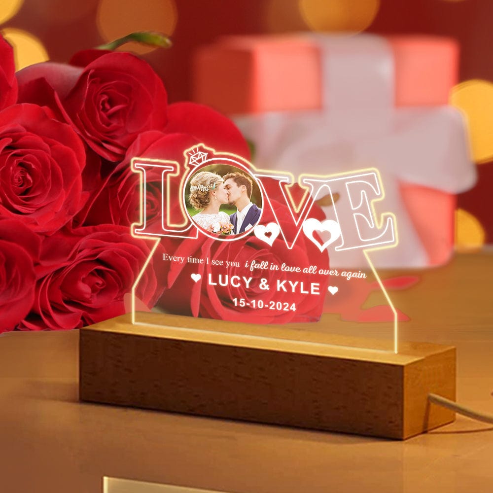 Personalized Acrylic Night Light Custom Photo Night Light Valentine's Day Romantic Gifts for Lover