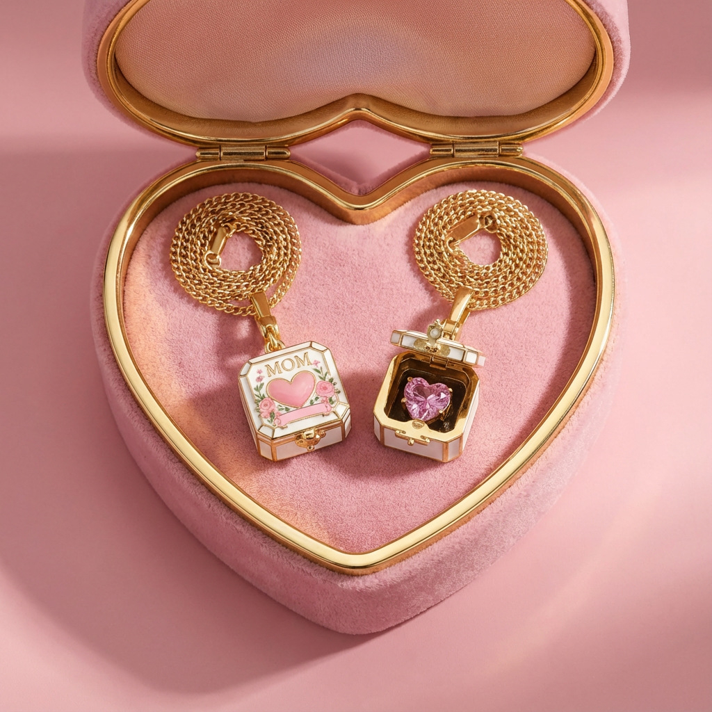 ‍Personalised Square Memory Locket Necklace | Perfect Mother’s Day Gift for Mum | Stylish Sentimental Pendant