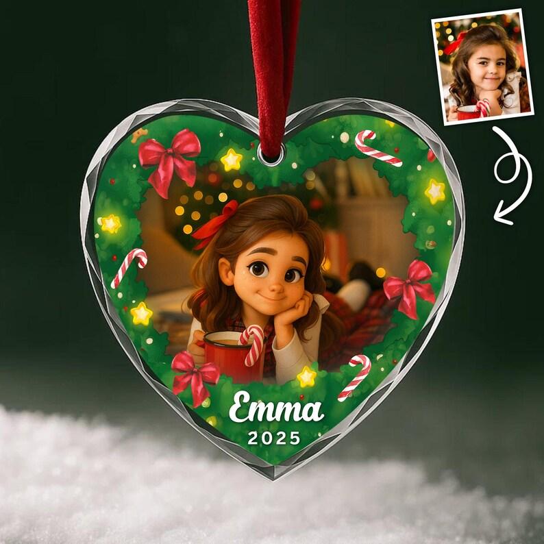 Custom Photo Ornament – Personalized Kids Cartoon Christmas Keepsake