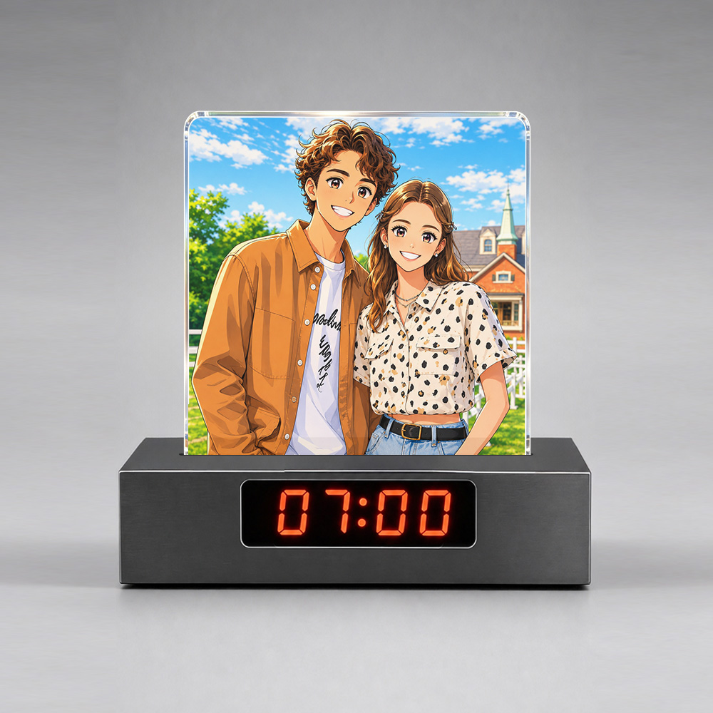Custom Couple Themed Alarm Clock With Music Unique Vintage Gift for Couples