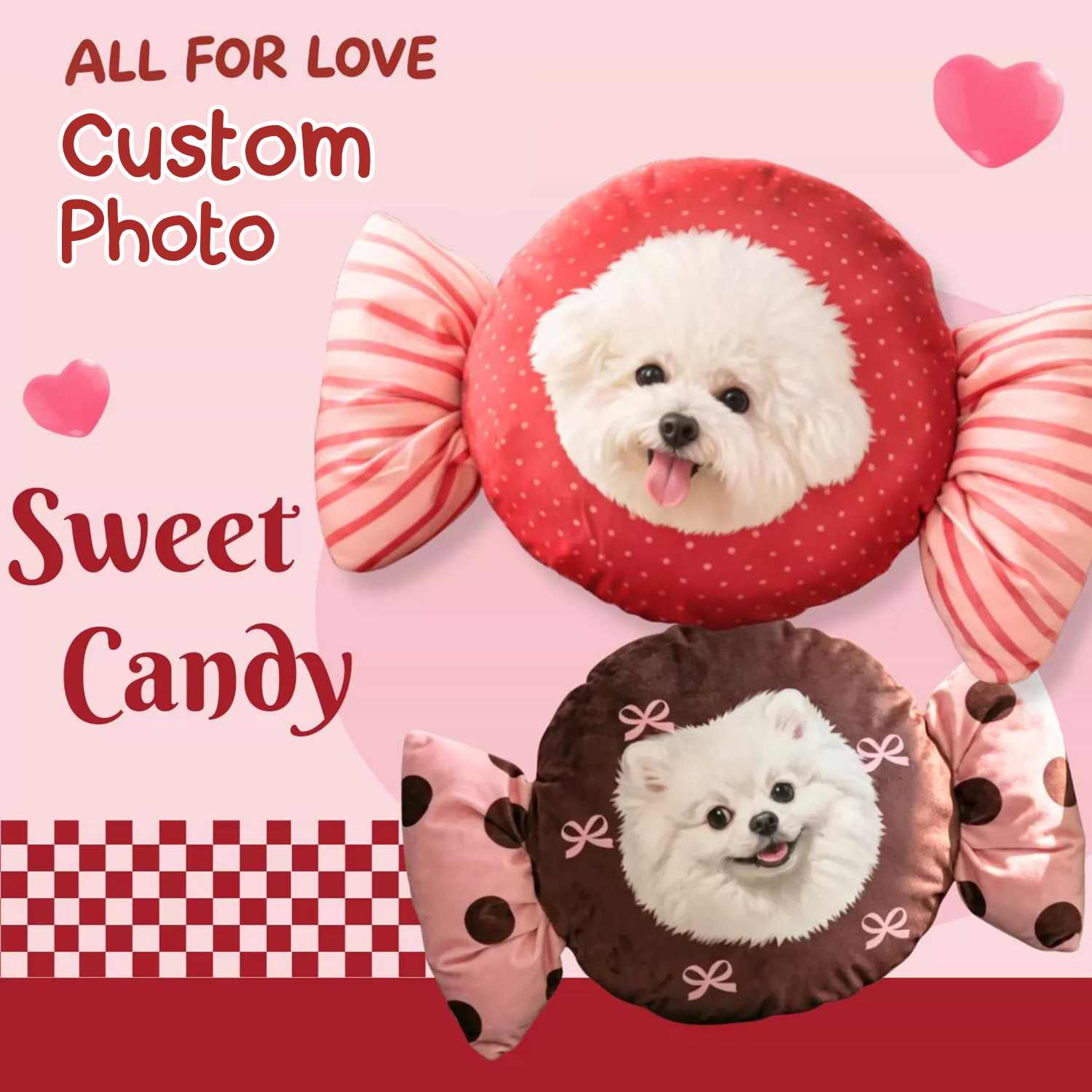Custom Pet Photo Pillow Personalized Candy-Shaped Pillow with Pet Photo Bedroom Decor Gift for Pet Owners