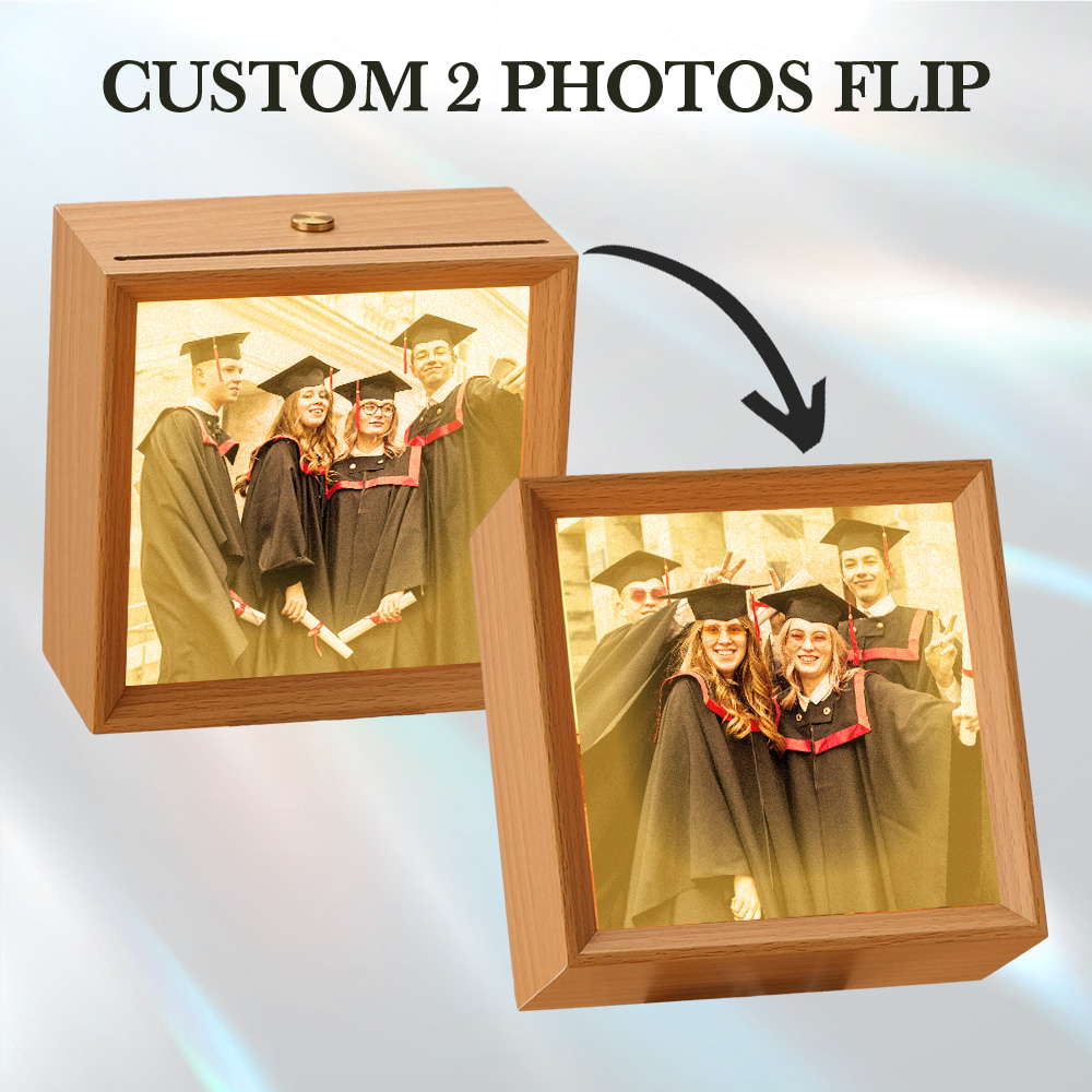 Custom Lenticular Flip Photo Lamp 2 in 1 Frame Graduation Gifts