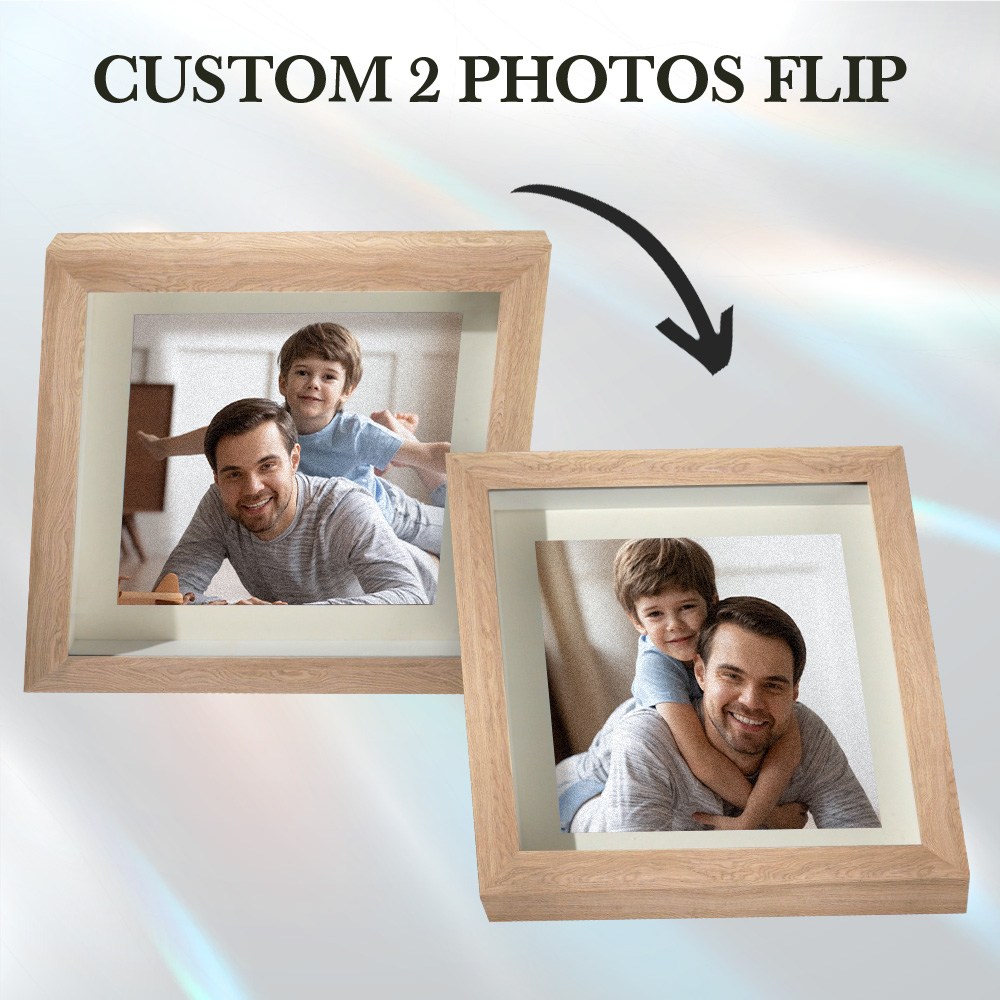 Custom Lenticular Flip Personalized Photo 2 in 1 Frame Gifts For Dad