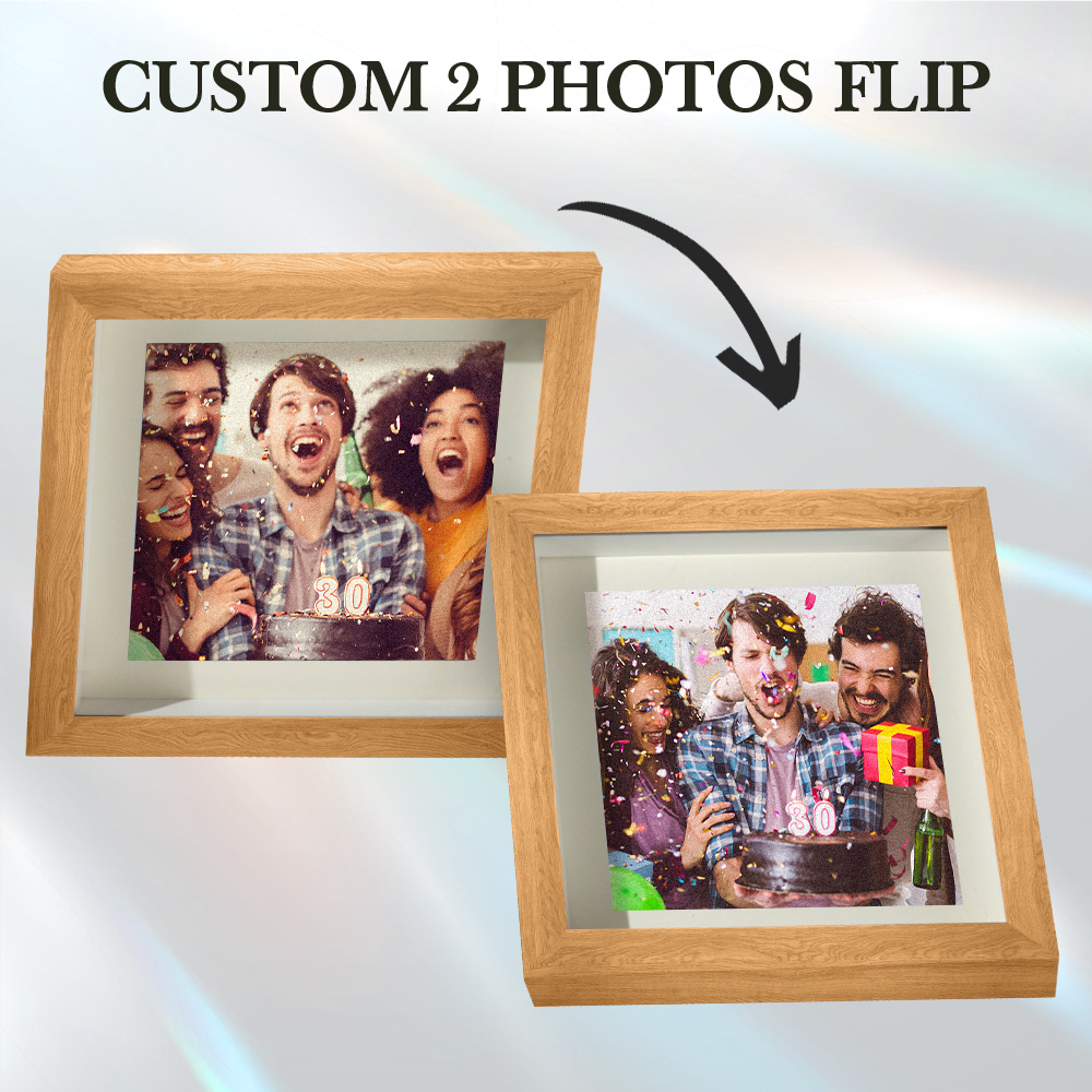 Custom Lenticular Flip Personalized Photo 2 in 1 Frame Birthday Gifts
