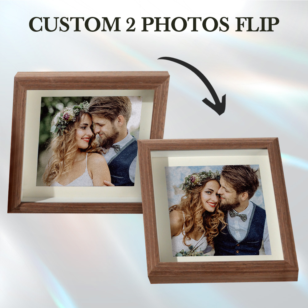 Custom Lenticular Flip Personalized Photo 2 in 1 Frame Birthday Gifts for Lover