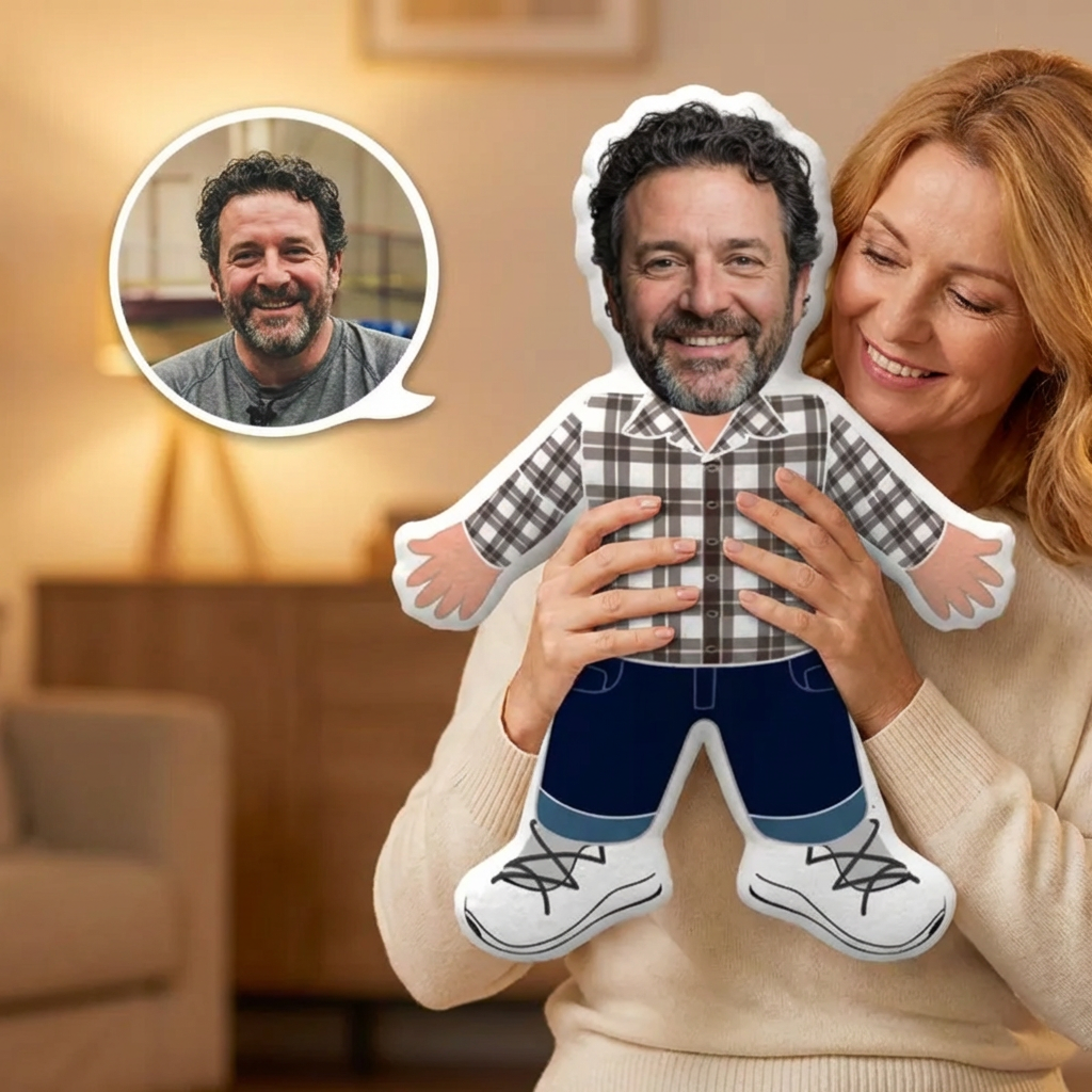 Face Pillows Custom Pillow Face Gag Gifts Plaid Shirt Throw Pillow Personalized Gift For Him Father's Day Gifts