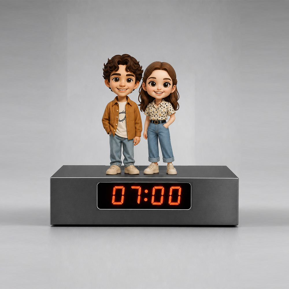 Custom Couple Themed Alarm Clock With Music Unique Vintage Gift for Couples