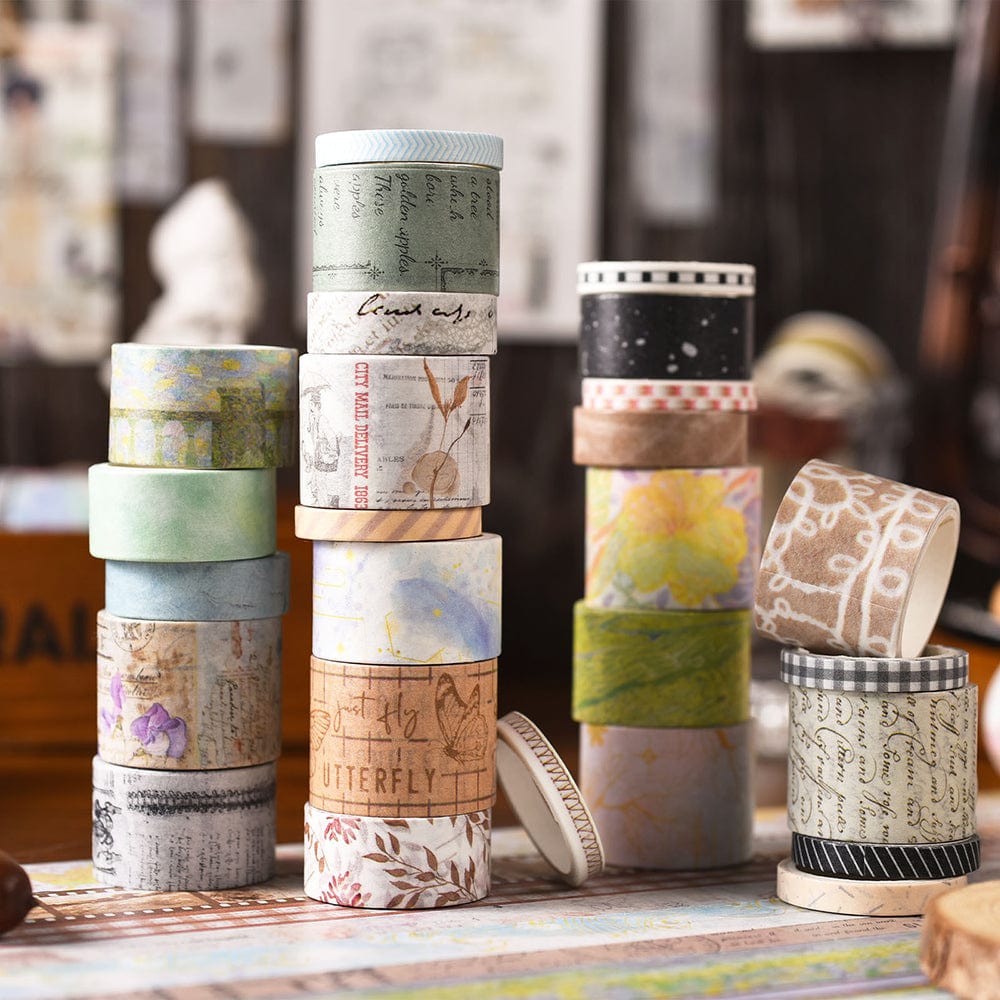 20 Rolls Vintage Washi Tape Aesthetic Decorative Masking Tape for Bullet Journal - Giftlab