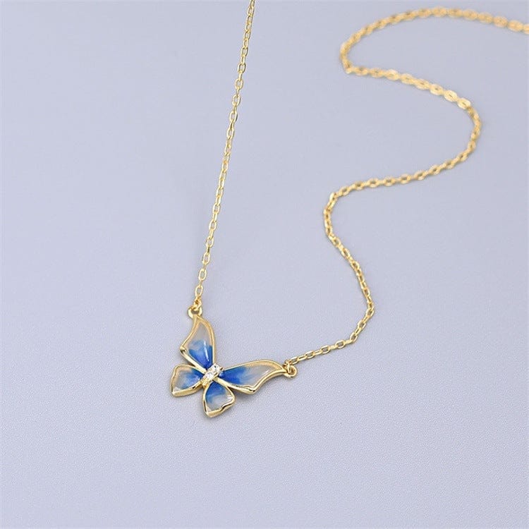 Blue Gradient Butterfly Necklace Birthday Gifts Valentine's Day Gift - Giftlab