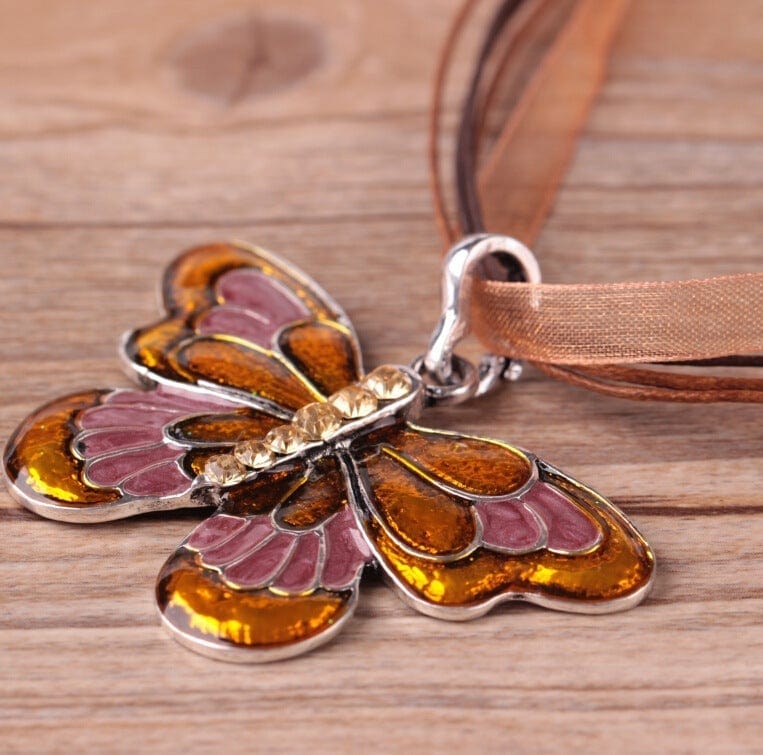 Ribbon Colorful Butterfly Necklace Valentine's Day Gifts - Giftlab