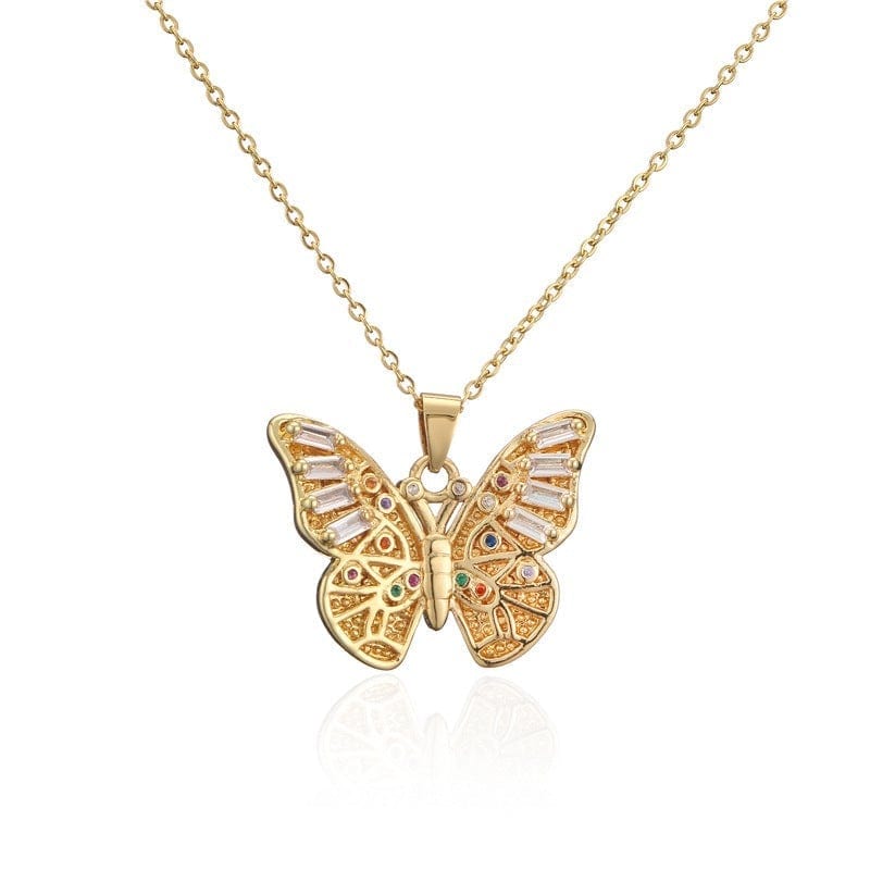 Zircon Butterfly Pendant Necklace Hollowed-out Necklace Valentine's Day Gifts - Giftlab