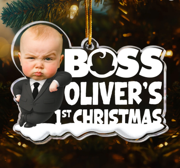 Baby 1st Christmas Cute Baby Personalized Acrylic Photo Ornament - GiftlabUS