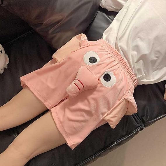 Cute 3D Elephant Squeaky Shorts, Funny Cartoon Elephant Nose Sound-Making Lounge Pajama Shorts for Couples