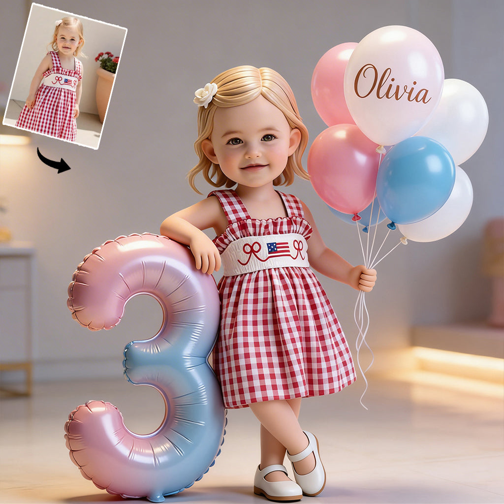 Custom From Photo, Balloons And Number - Personalized Birthday Custom Shaped Acrylic Plaque