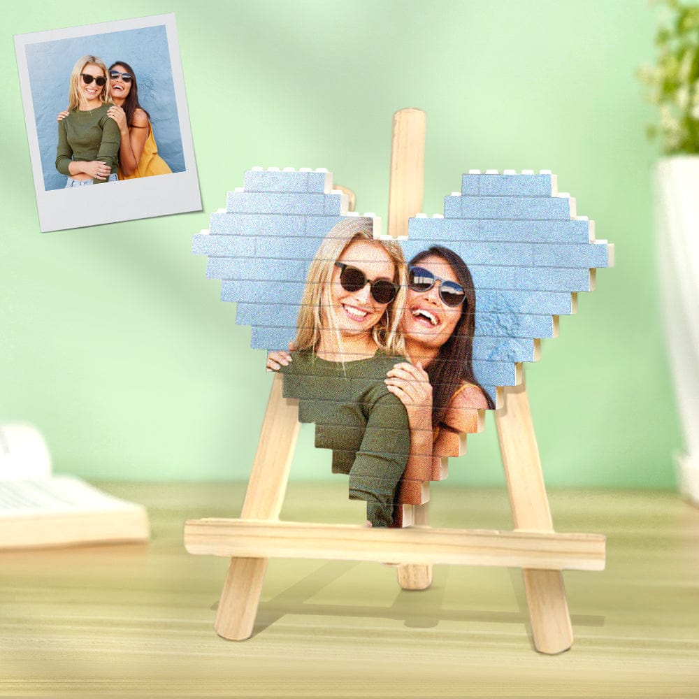 Custom Building Brick Personalised Photo Block Heart Shaped Gifts for Friends - Giftlab