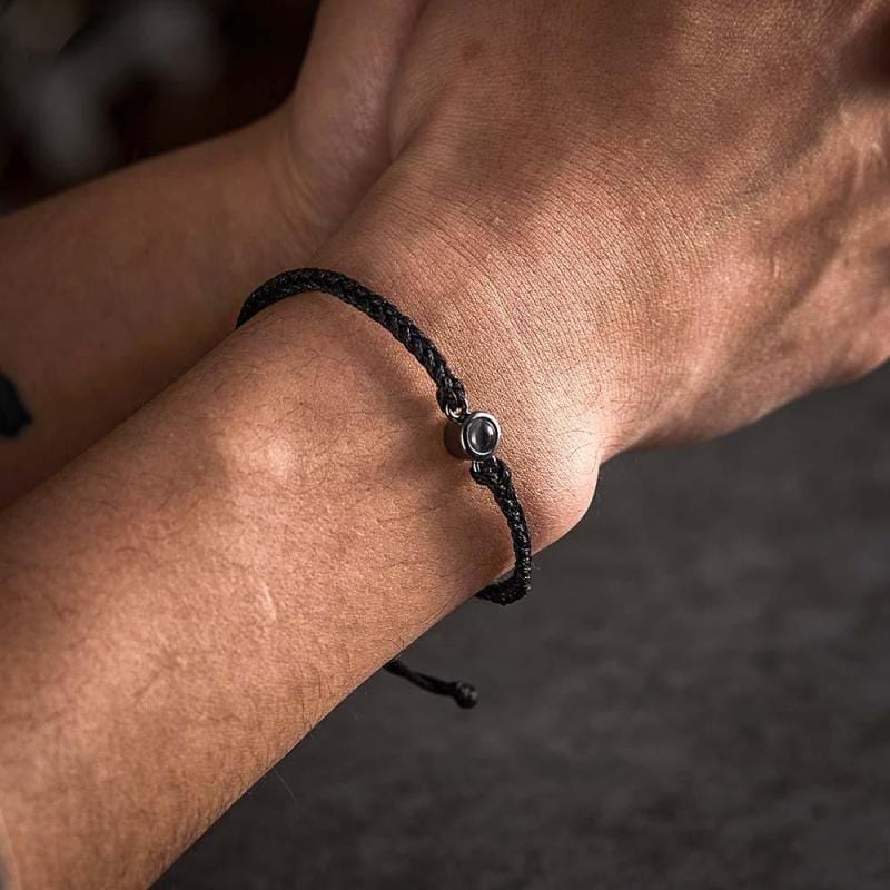 Personalized Photo Projection Couple Bracelet Braided Black Rope Bracelet Gift For Lovers - Giftlab
