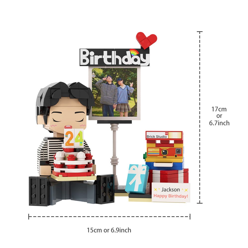 Birthday Gfits for Him Custom Brick Figures Personalized Sitting Brick Figures Small Particle Block Toy - Giftlab