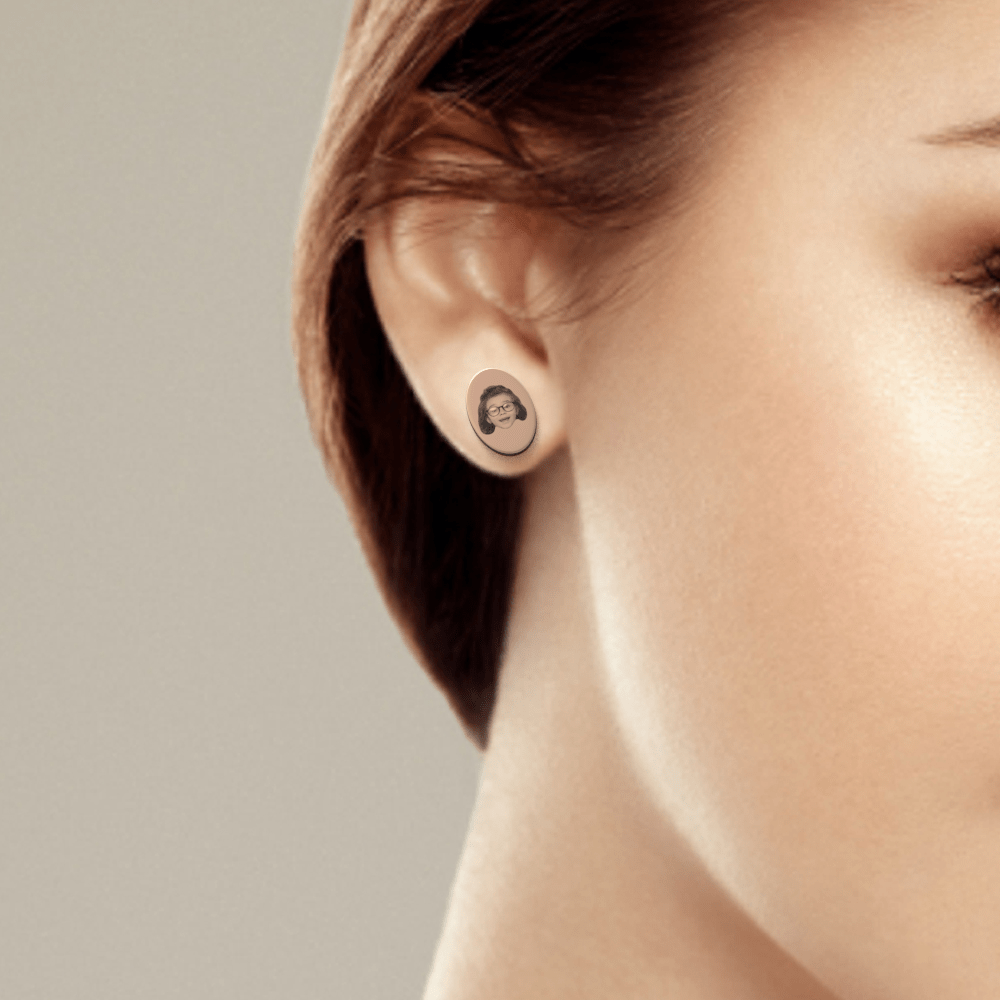 Photo Engraved Earrings Face Earrings Custom Earring Gift for Her - Giftlab