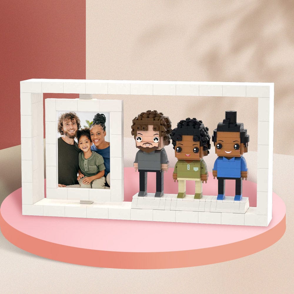 Full Body Customizable 3 People Custom Brick Figures Photo Frame Small Particle Block - Giftlab