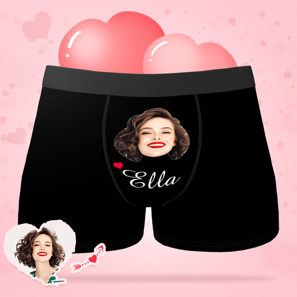 Custom Men's Face And Name Colorful Boxer Shorts Valentines Day Gifts - Giftlab