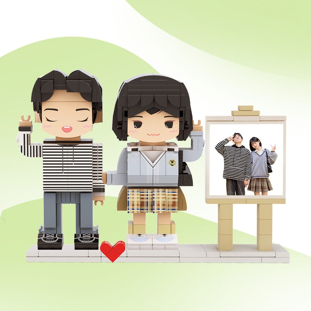Full Body Customizable 2 People Photo Frame Custom Cute Brick Figures Small Particle Block Gifts for Spouse - Giftlab