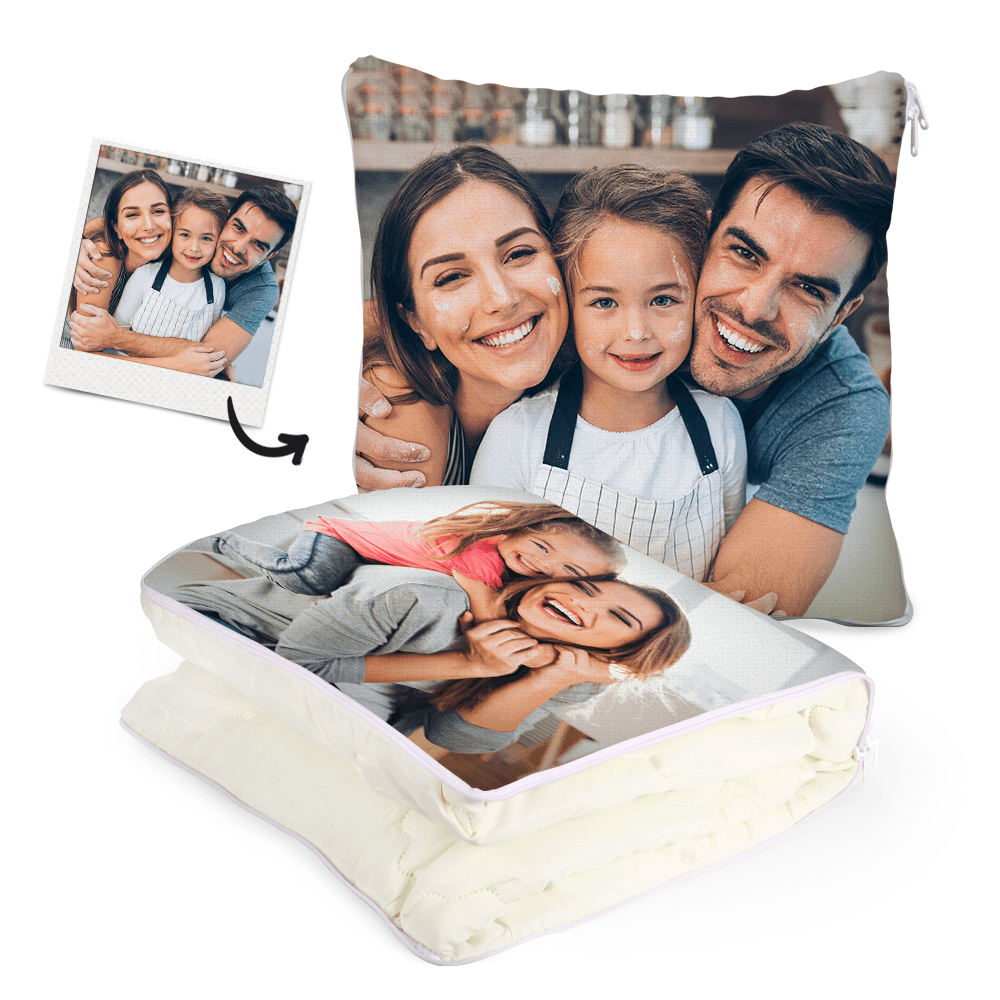 Family Gift Custom Quillow Throw Pillow &amp; Quilt 2 in 1