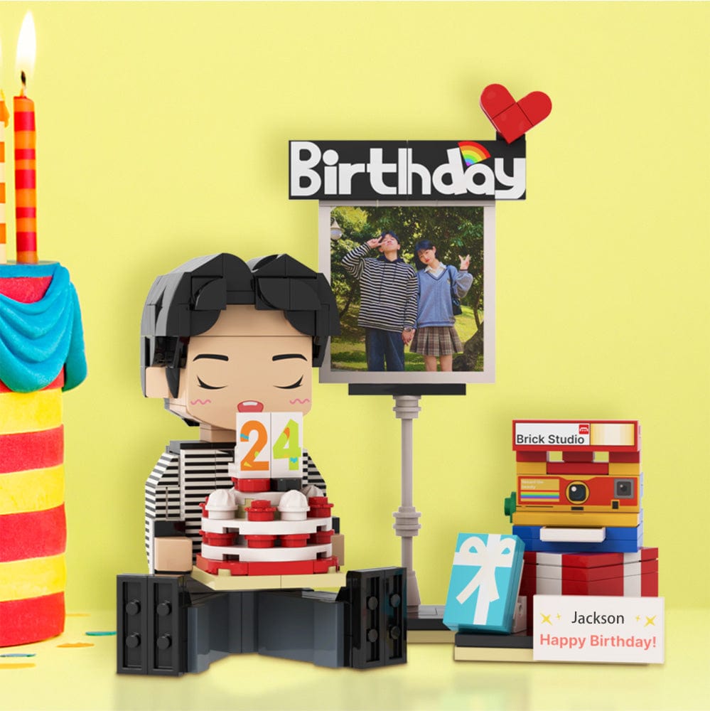 Birthday Gfits for Him Custom Brick Figures Personalized Sitting Brick Figures Small Particle Block Toy - Giftlab
