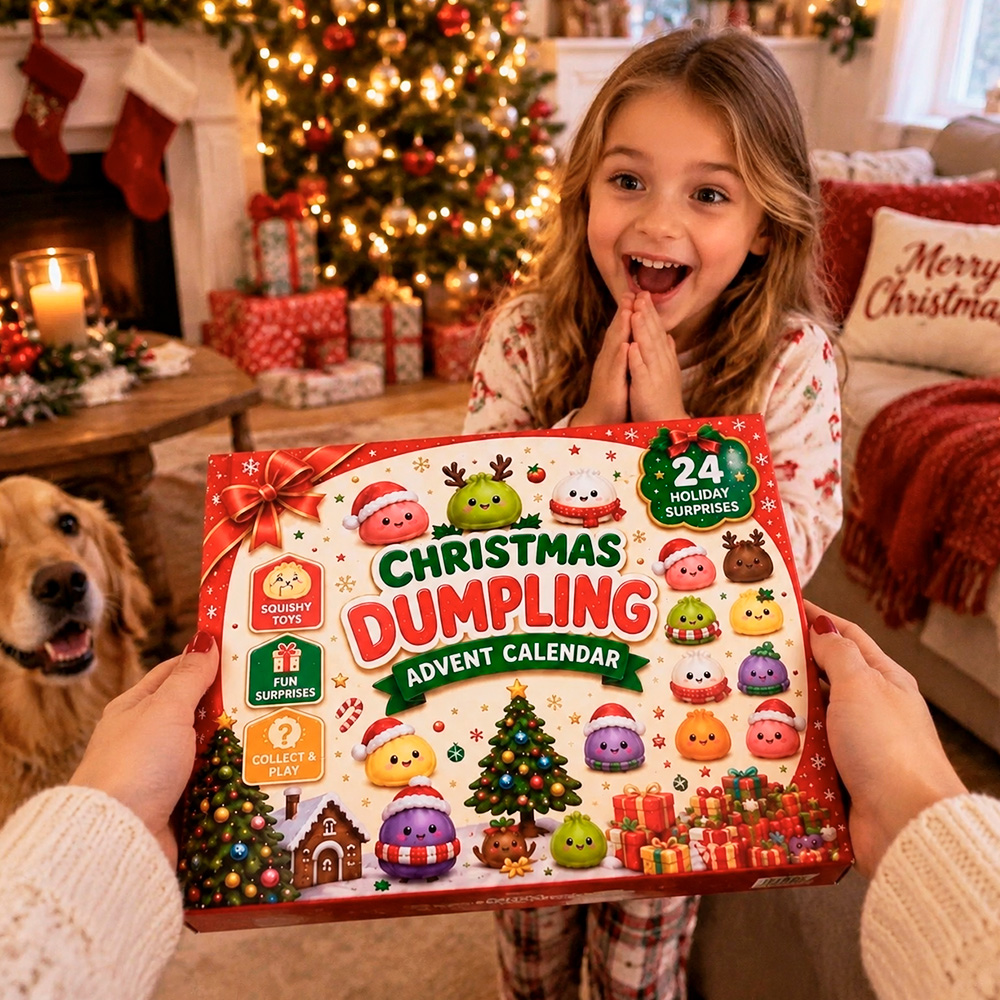 2026 Christmas Squishies Advent Calendar, 24‑Day Dumpling Fidget Toy Countdown Box, Xmas Stocking Stuffer, Collectible Gift for Kids