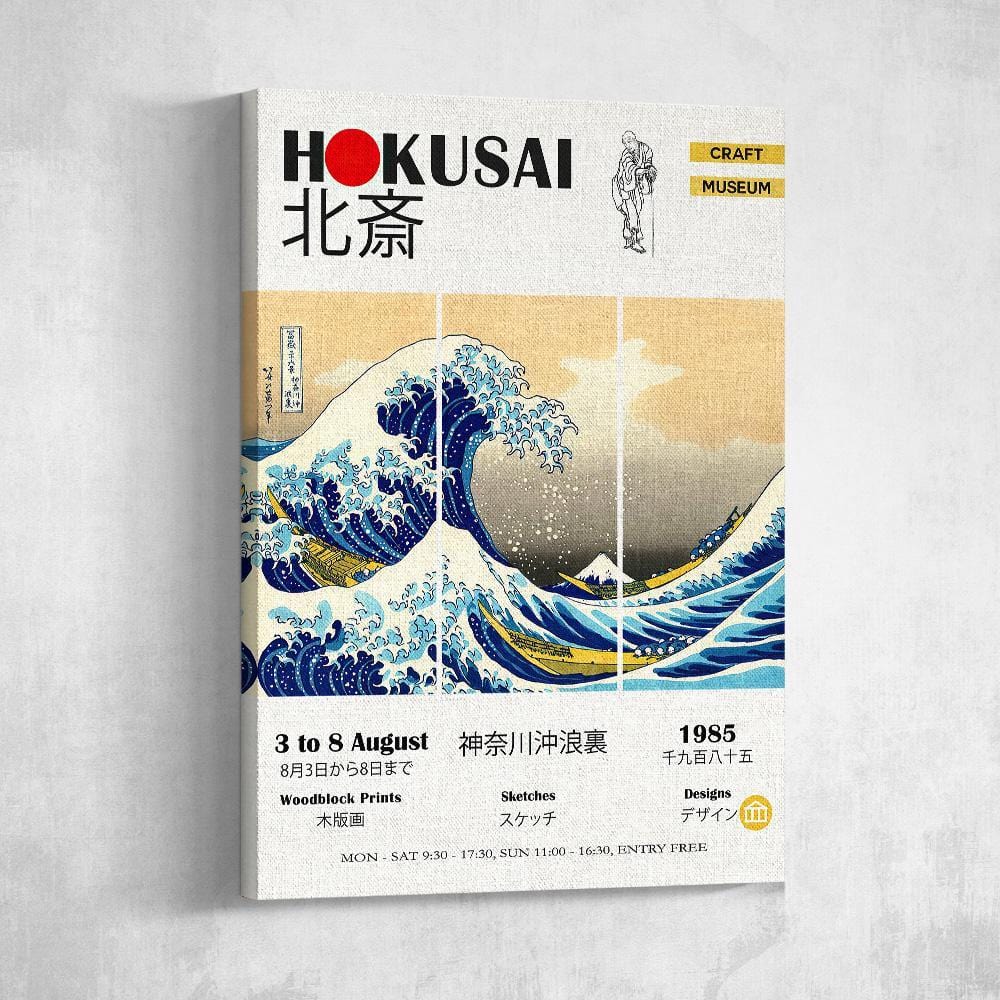 Custom Photo Canvas The Great Wave Exhibition Poster Hokusai - Giftlab