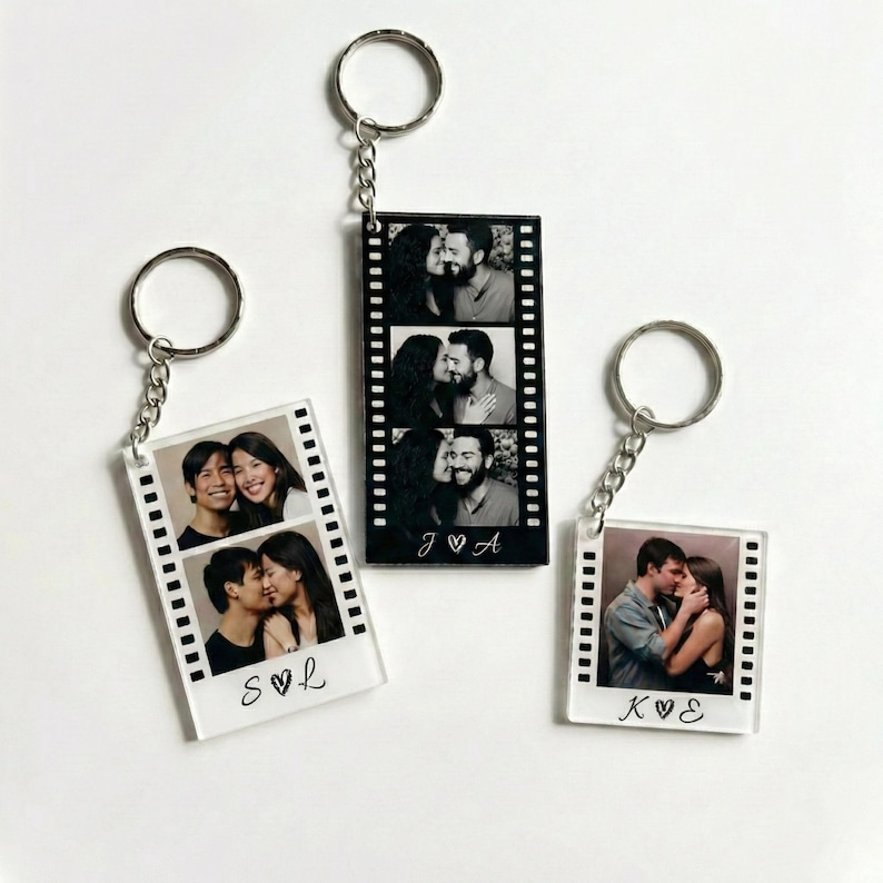 Custom Couple Photo Strip Keychain, Valentine's Day Gift For Him Her, Girlfriend Boyfriend Gift, Couple Gift, Personalized Photo Key Ring