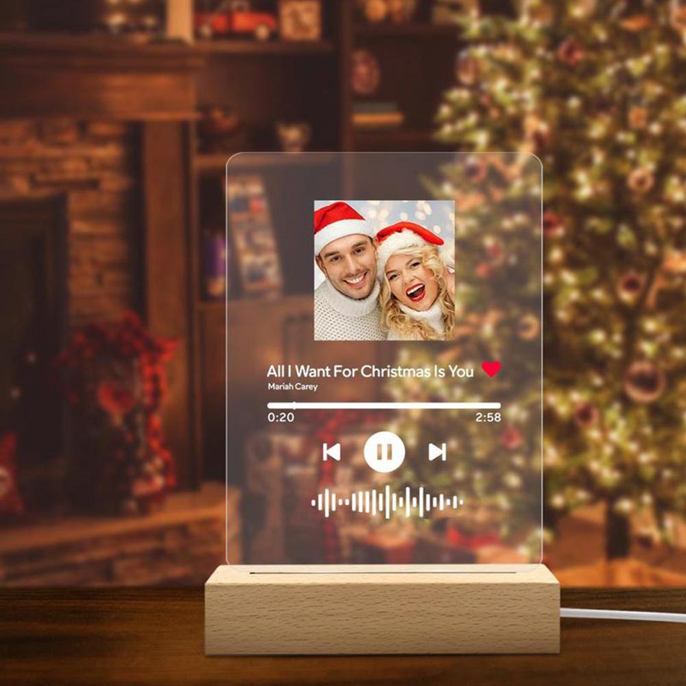 Christmas Music Plaque Night Lamp With Stand Custom Christmas Gift for Couple - Giftlab