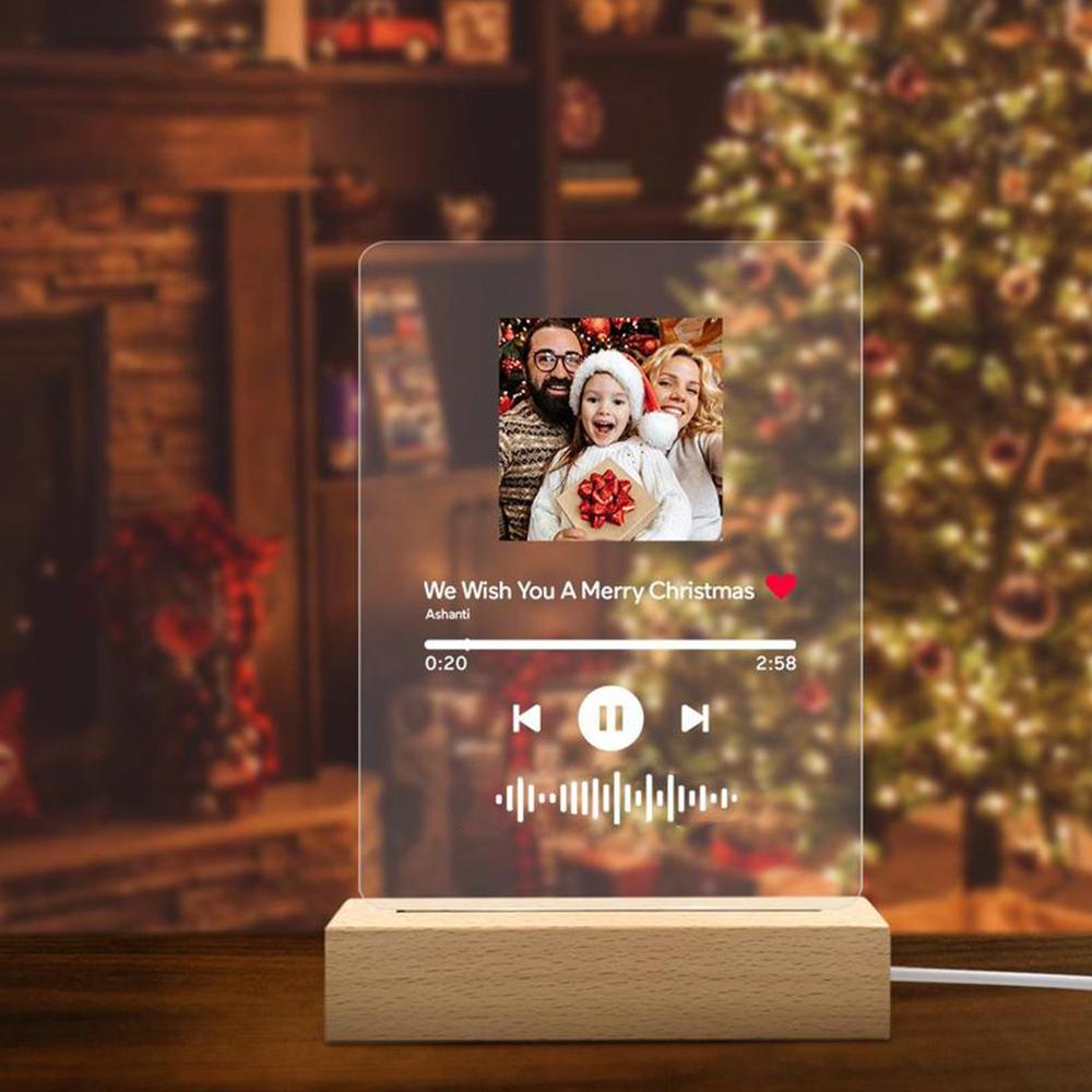 Christmas Music Plaque Night Lamp With Stand Custom Christmas Gift for Couple - Giftlab