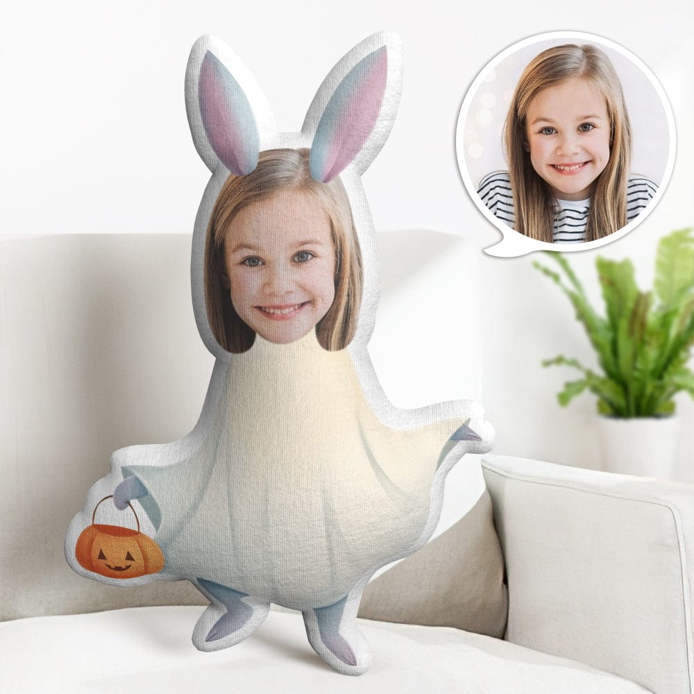 Halloween Gifts Custom Ghost Bunny Minime Throw Pillow Personalized Minime Throw Pillow Gifts - Giftlab