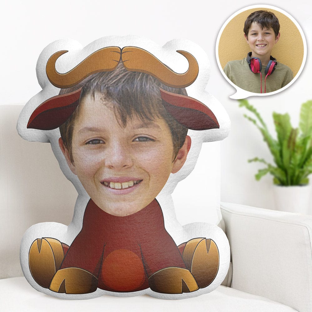 Custom Face Pillow Personalized Photo Pillow Sitting Cattle MiniMe Pillow Gifts for Kids - Giftlab
