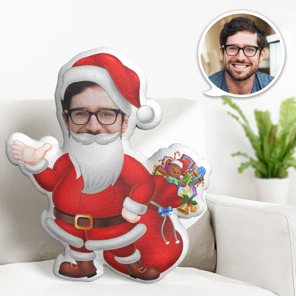 Custom Face Pillow Personalized Photo Pillow Bearded Santa Claus MiniMe Pillow Gifts for Christmas - Giftlab