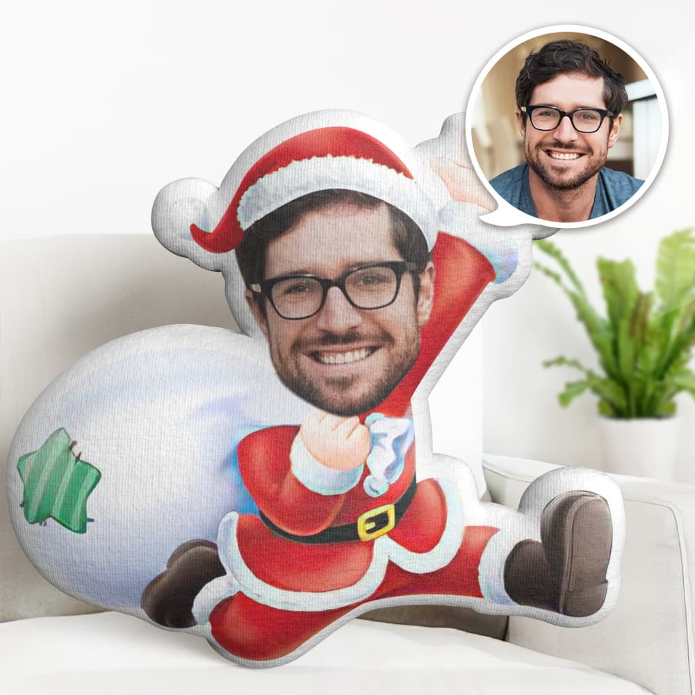 Custom Face Pillow Personalized Photo Pillow Santa White Pocket MiniMe Pillow Gifts for Christmas - Giftlab