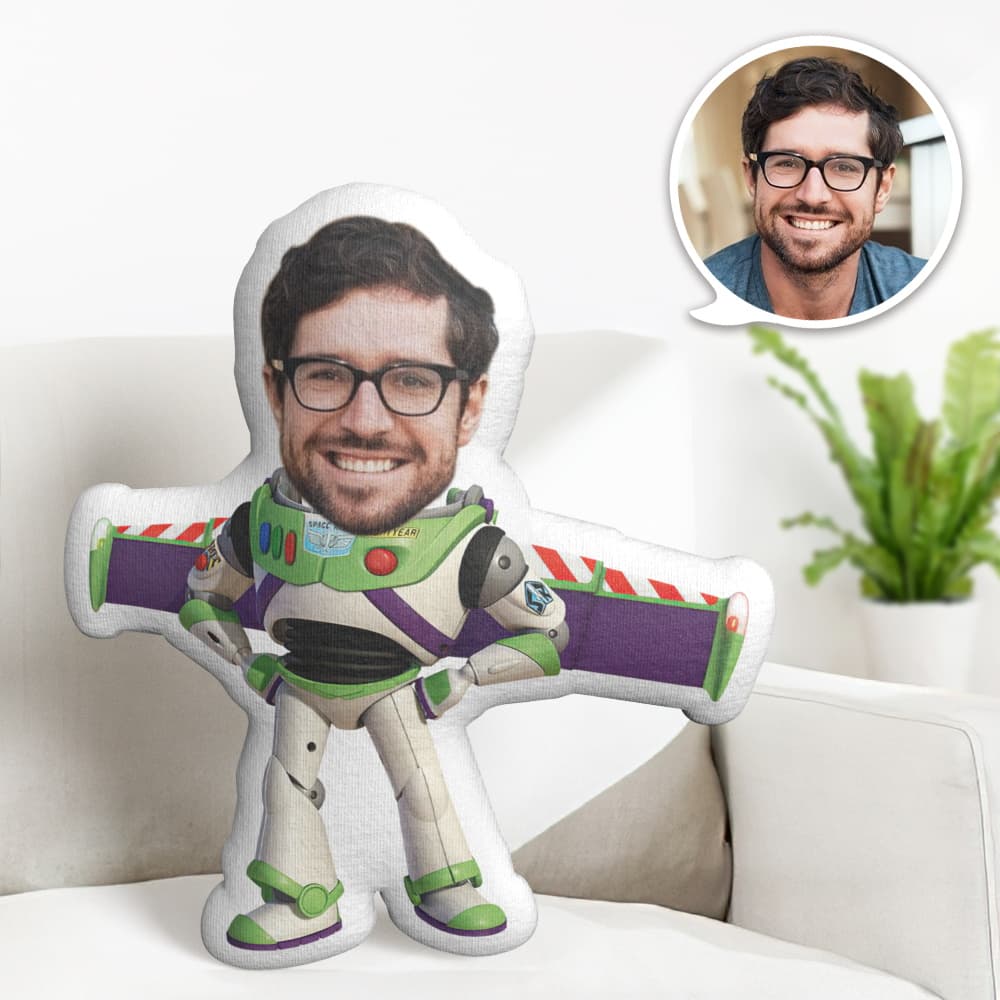 Custom Face Pillow Personalized Photo Pillow Aircraft Buzz Lightyear MiniMe Pillow Gifts for Him - Giftlab