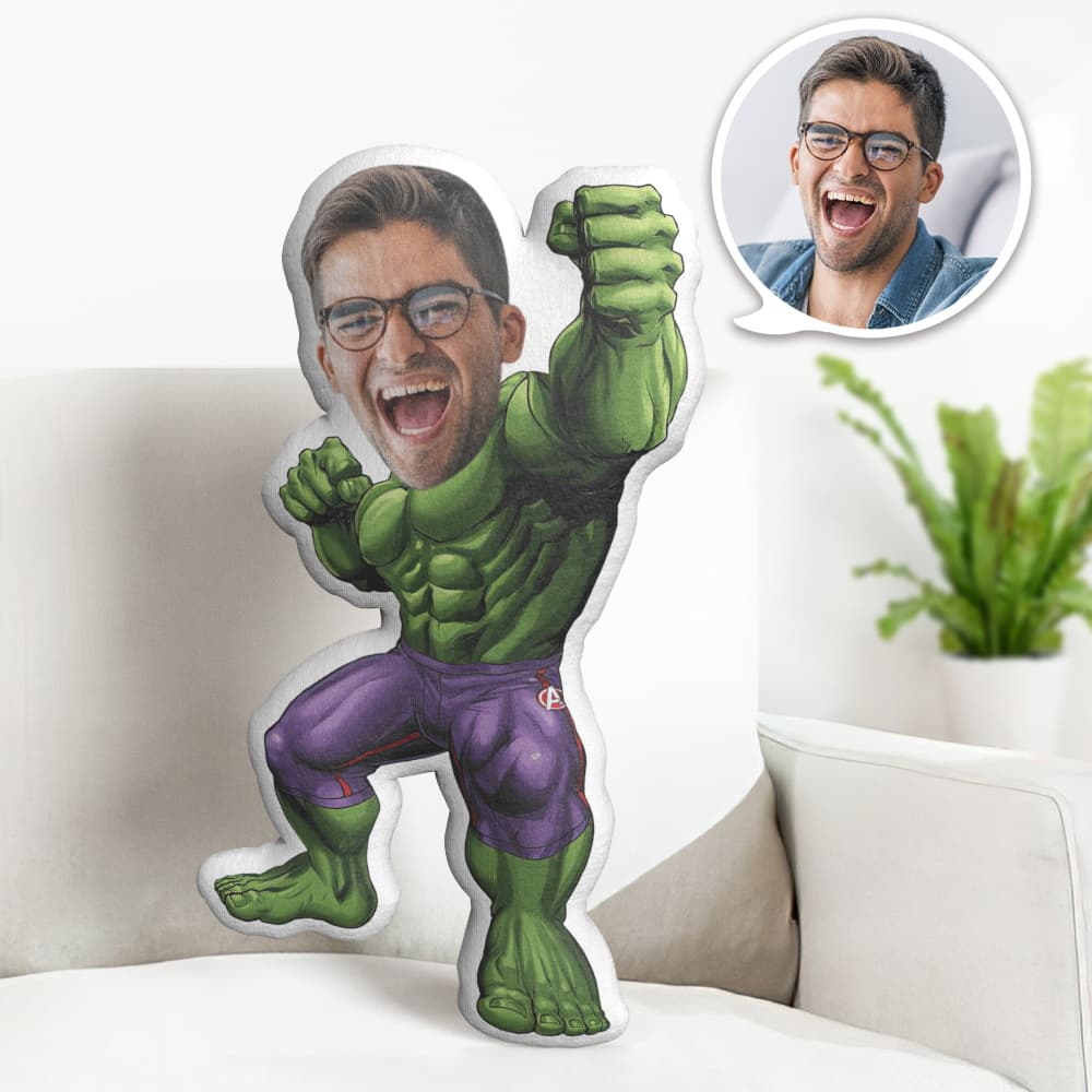 Custom Face Pillow Personalized Photo Pillow Hulk MiniMe Pillow Gifts for Him - Giftlab