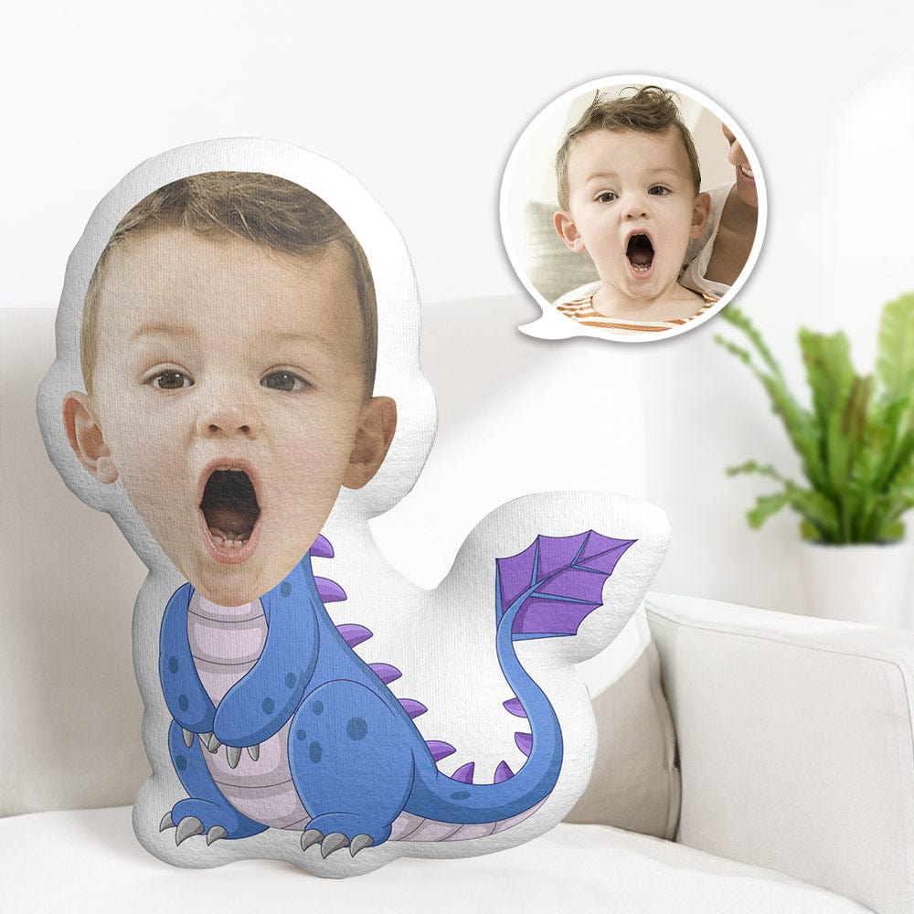 Custom Face Pillow Personalized Photo Pillow Shy Dinosaur MiniMe Pillow Gifts for Kids - Giftlab